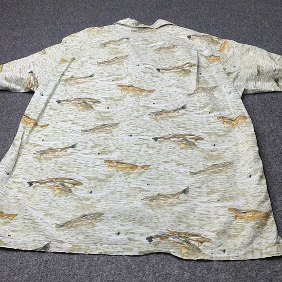 Columbia Shirt Mens M Multicolor Fish Pattern Button Down Short Sleeve Outdoor - Picture 6 of 6